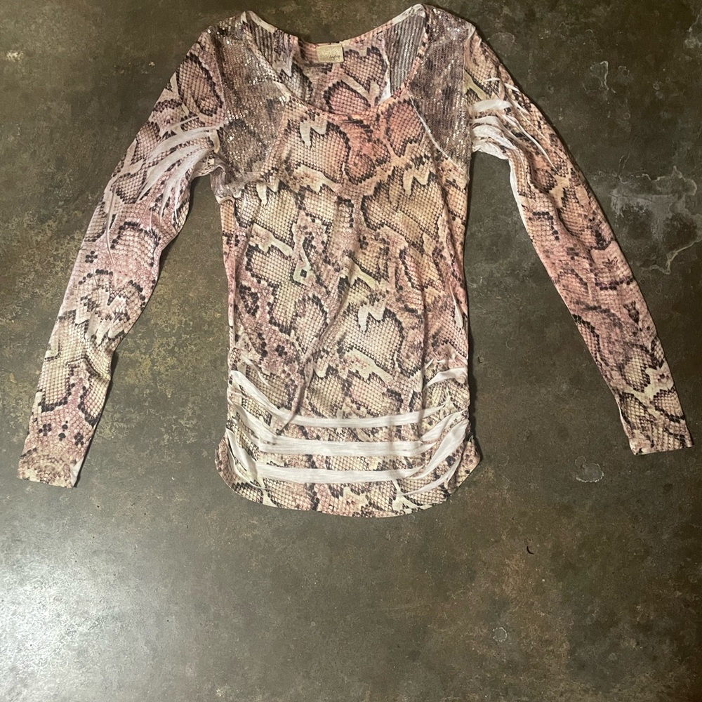 Daytrip snake skin and sequin pattern top SZ M